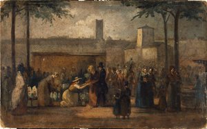 El mercado de las flores, hacia 1839 (pintura) de Jean Francois Demay