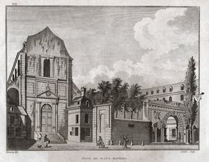 Iglesia de Blancs Coats, París (grabado, circa 1780) de Jean Francois Garneray