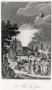 Espectáculo de fuegos artificiales en el Jardin de Tivoli, c.1826 de Jean Francois Garneray