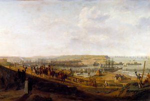 El emperador Napoleón I visita el campamento de Boulogne en julio de 1804 de Jean Francois Hue