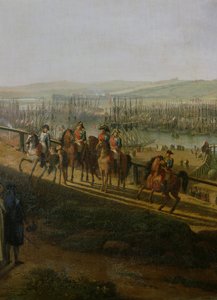Napoleón Bonaparte (1769-1821) Visitando el Campamento en Boulogne en julio de 1804, detalle de Napoleón y la Flotilla, 1806 de Jean Francois Hue