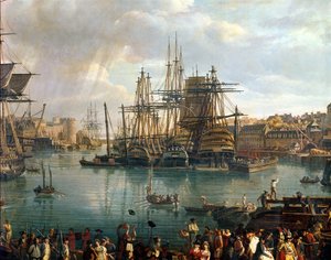 El puerto de Brest con vista de los barcos (detalle)