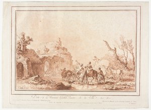 Ante la muralla de un pueblo, 1774 de Jean Francois Janinet