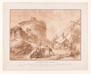 Paisaje con ruinas y un barco cerca de Génova
Environs de Genes (título en el objeto)