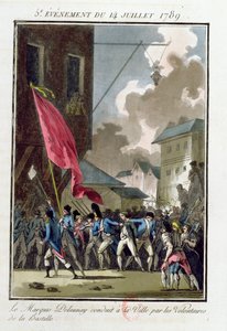 Marqués Bernard René Jordan de Launay (1740-89) Gobernador de la Bastilla conducido al Hotel de Ville el 14 de julio de 1789 de Jean Francois Janinet