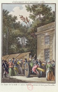 Las mujeres de Les Halles marchando a Versalles, 5 de octubre de 1789 de Jean Francois Janinet