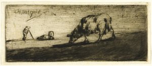 Una oveja pastando de Jean Francois Millet