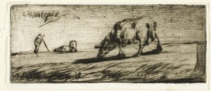 Una oveja pastando de Jean Francois Millet