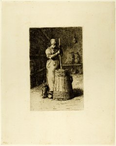 Una mujer batiendo de Jean Francois Millet