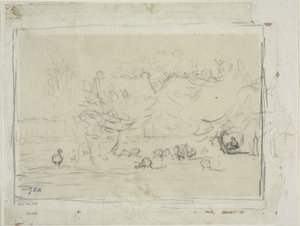 Gansos en un corral de Jean Francois Millet