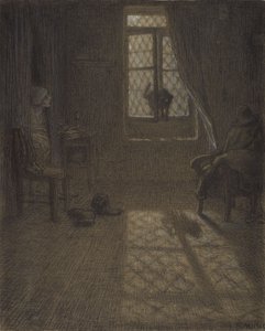 El gato en la ventana, 1857-58 de Jean Francois Millet