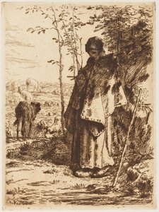 Pastora tejiendo de Jean Francois Millet