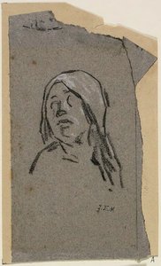 Estudio de la cabeza de una mujer de Jean Francois Millet