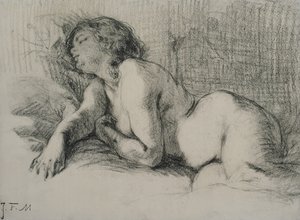 Estudio de una mujer desnuda reclinada