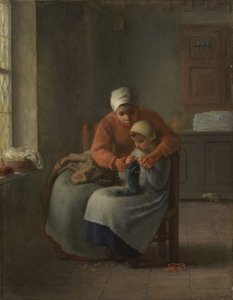 La lección de tejido, c.1860 de Jean Francois Millet