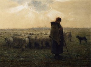 La pastora y su rebaño, 1862-67 de Jean Francois Millet