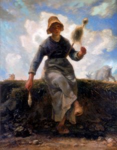 La hilandera, cabrero de Auvernia, c1868-1869 de Jean Francois Millet