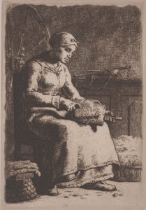 El cardador de lana, c.1856 de Jean Francois Millet