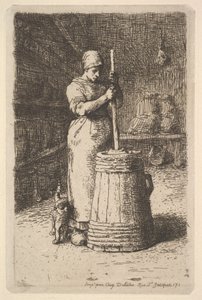 Mujer batiendo mantequilla