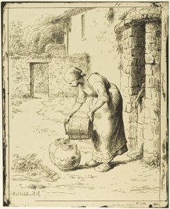 Mujer vaciando un cubo de Jean Francois Millet