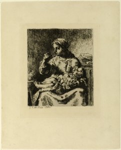 Mujer Alimentando a su Hijo de Jean Francois Millet