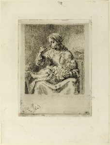 Mujer Alimentando a su Hijo de Jean Francois Millet
