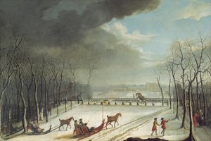 El Príncipe de Condé cazando en un trineo en 1767 de Jean Francois Perdrix
