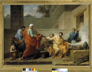 Roma antigua: Manius Curius Dentatus rechazando los regalos de los samnitas de Jean François Pierre Peyron