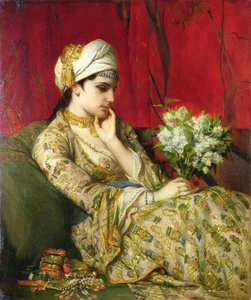 La Odalisca (óleo sobre lienzo colocado sobre tabla) de Jean Francois Portaels