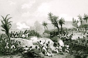 Revuelta negra en Santo Domingo, 16 de septiembre de 1802, de "Histoire Universelle du XIXe siècle", después de Martinet
