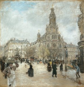 Plaza de la Trinidad, París, c.1886 (óleo sobre lienzo) de Jean Francois Rafaelli
