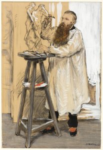 Retrato del escultor Auguste Rodin en su estudio