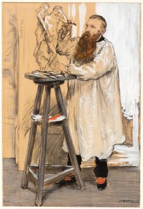 Retrato del escultor Auguste Rodin en su estudio
