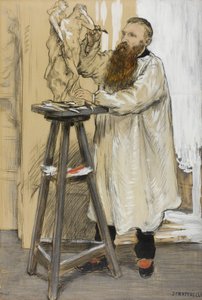 Retrato del escultor Auguste Rodin en su estudio