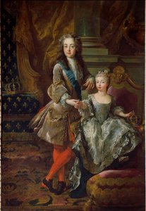 Retrato del Rey Luis XV y su prometida María Ana Victoria de España, hija de Felipe V de España