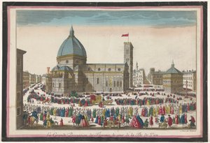 Vista del Duomo de Florencia con una procesión en Corpus Christi La grande procession de Florence, le jour de la fête de Dieu (título sobre el objeto)