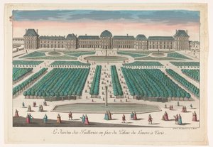 Vista del Jardín de las Tullerías en París visto hacia el Palacio del Louvre
Le Jardin des Tuilleries en face du Palais du Louvre à Paris (título en el objeto)