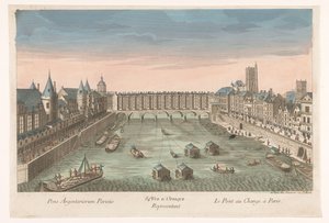 Vista del Puente del Cambio sobre el río Sena en París
84e. Vista óptica del Puente del Cambio en París (título en el objeto)