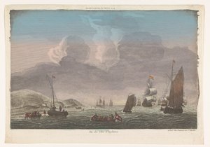 Vista de la costa de Inglaterra con barcos y barcos en el agua Les Cotes d