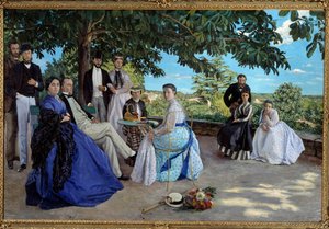 Reunión familiar: retrato de una familia burguesa francesa en un jardín de Jean Frederic Bazille