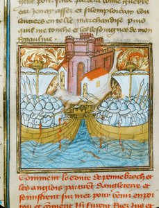La batalla naval de La Rochelle, en la que una flota inglesa fue derrotada por una flota española al servicio deFrancia ...