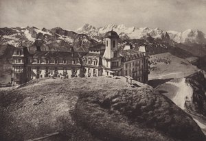 Hotel Rigi Kulm, vista de los Alpes berneses (foto b/n)