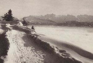 Rigi Kaltbad, día soleado de invierno (foto b/n)