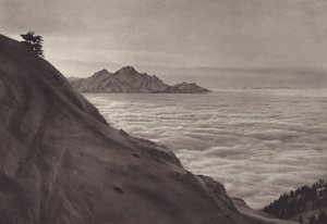 Rigi Kulm, Sobre el mar de niebla (foto b/n)