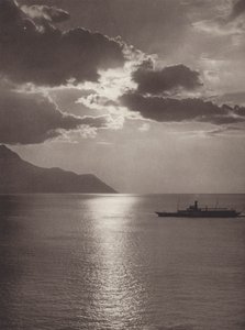 Suiza: Lago de Ginebra, al atardecer (foto en blanco y negro) de Jean Gaberell