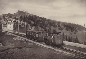 Vitznau Rigi Kulm, ferrocarril de cremallera (foto b/n) de Jean Gaberell