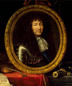 Retrato de Luis XIV Rey de Francia, Protector de las Artes y las Ciencias (detalle) de Jean Garnier