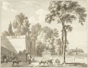 Vista de las terrazas de la Villa Aldobrandini en Frascati de Jean Grandjean