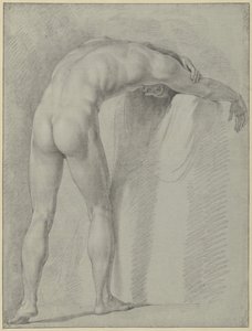 Hombre desnudo de pie, encorvado, visto desde atrás de Jean Grandjean