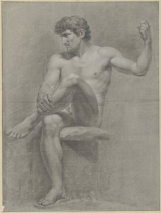 Desnudo masculino sentado, la pierna izquierda sobre la rodilla derecha
